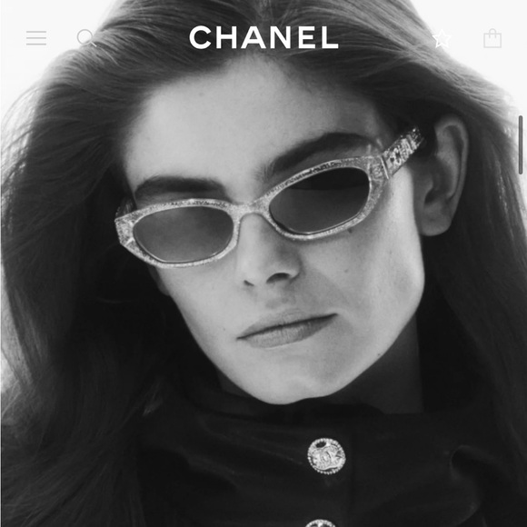 Auth NIB Chanel 71280 Crystal Logo Gold Glitter Rectangle Sunglasses - Picture 11 of 13